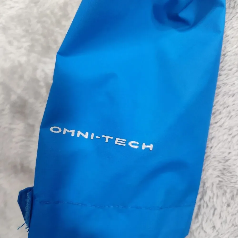 Columbia Rain Coat Jacket Youth Large 14/16 Blue Omni-Tech Hooded Waterproof
